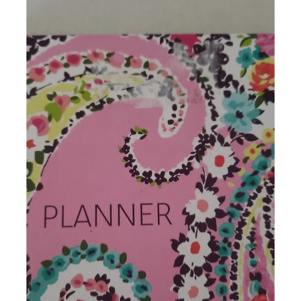 VERA BRADLEY Undated 12 Month Planner Wildflower Paisley Fuchsia Stickers Pink
